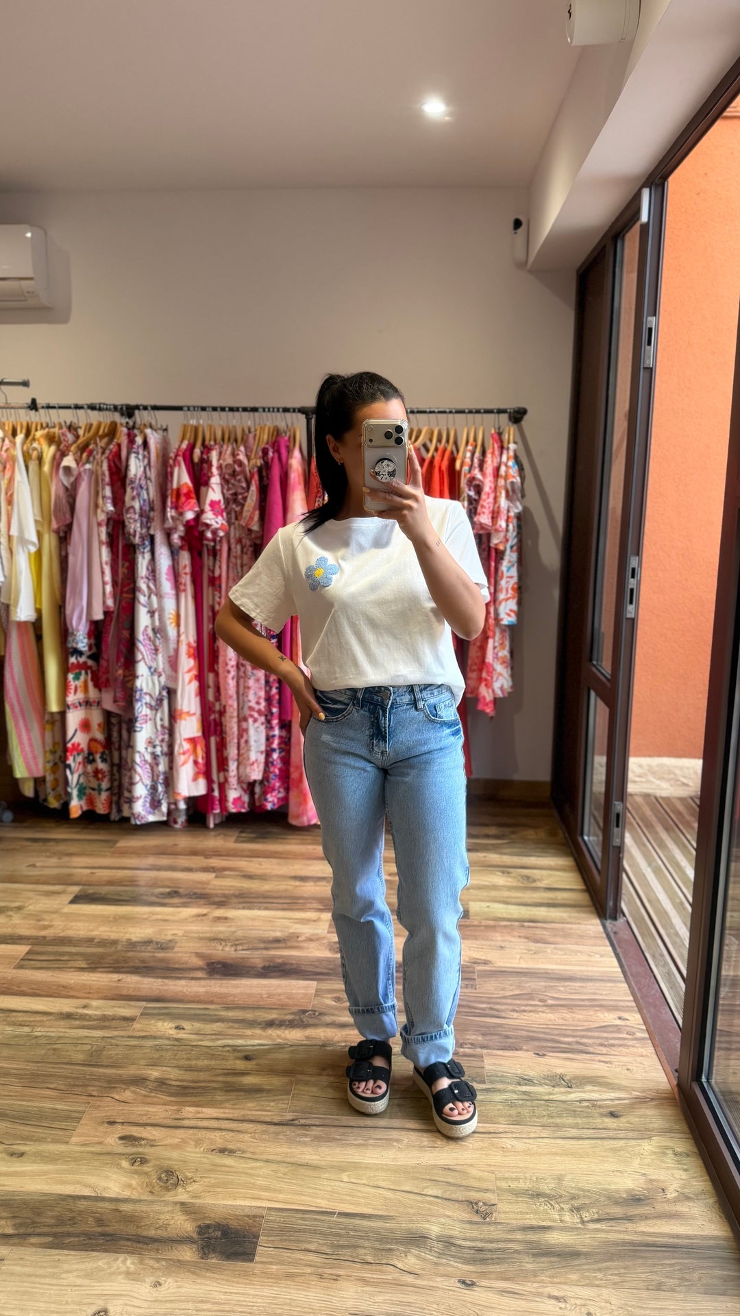 Teeshirt fleur blanc / bleu