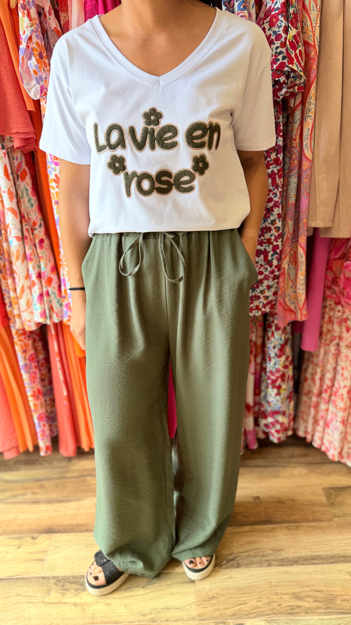 Teeshirt la vie en rose kaki CURVY