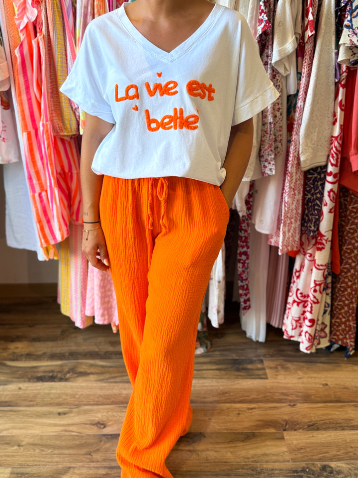 Teeshirt la vie est belle orange CURVY