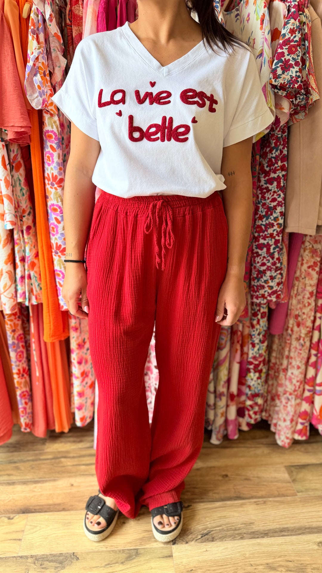 Teeshirt la vie est belle rouge