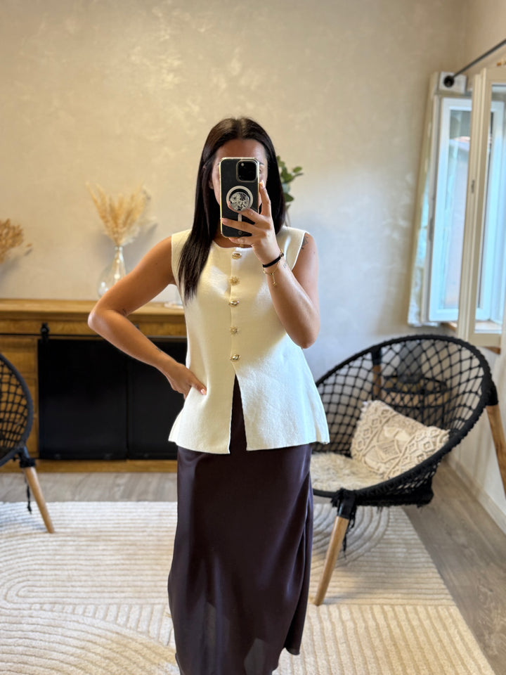 Pull sans manches Sady beige