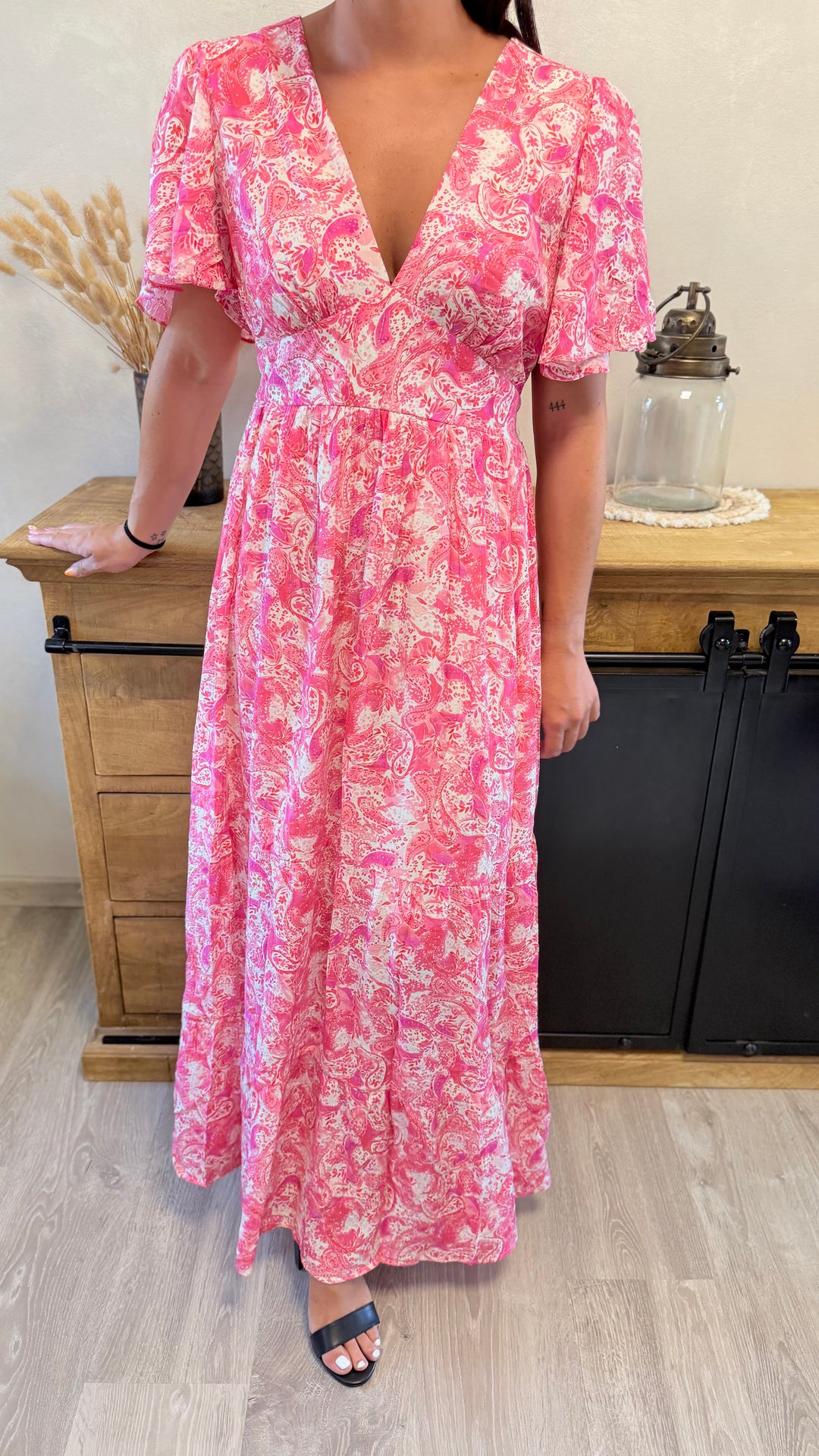 Robe longue Elodie rose