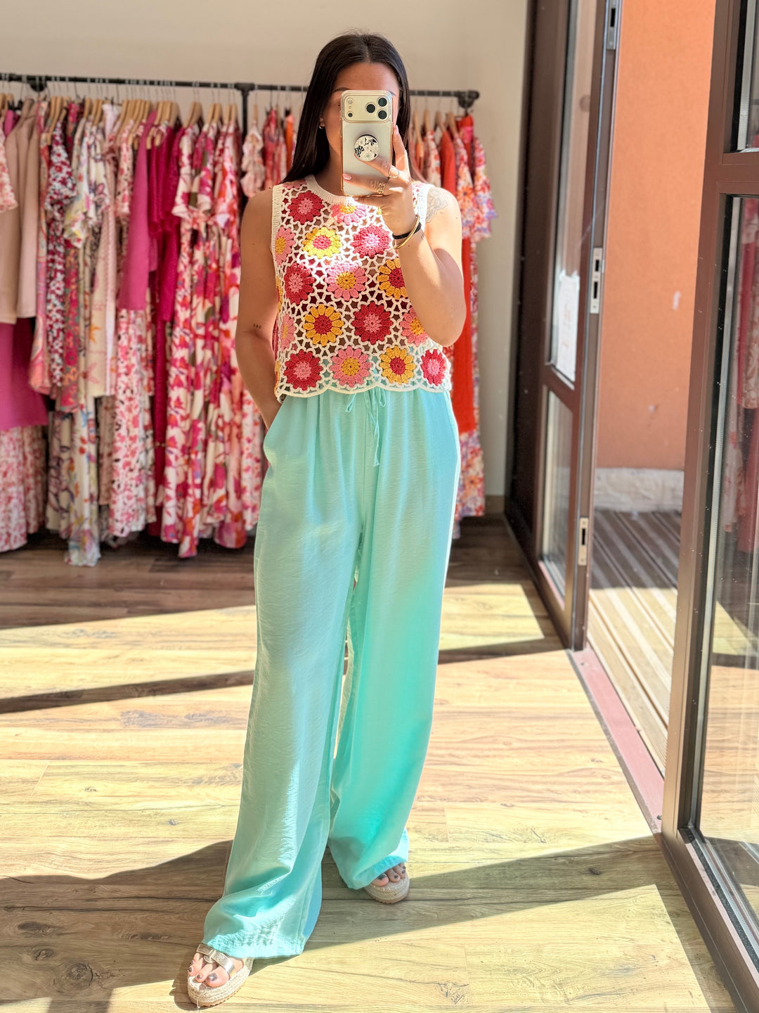 Pantalon Mopy turquoise/vert d’eau