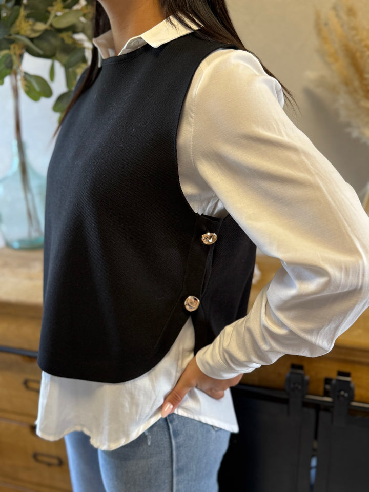 Pull sans manches noir