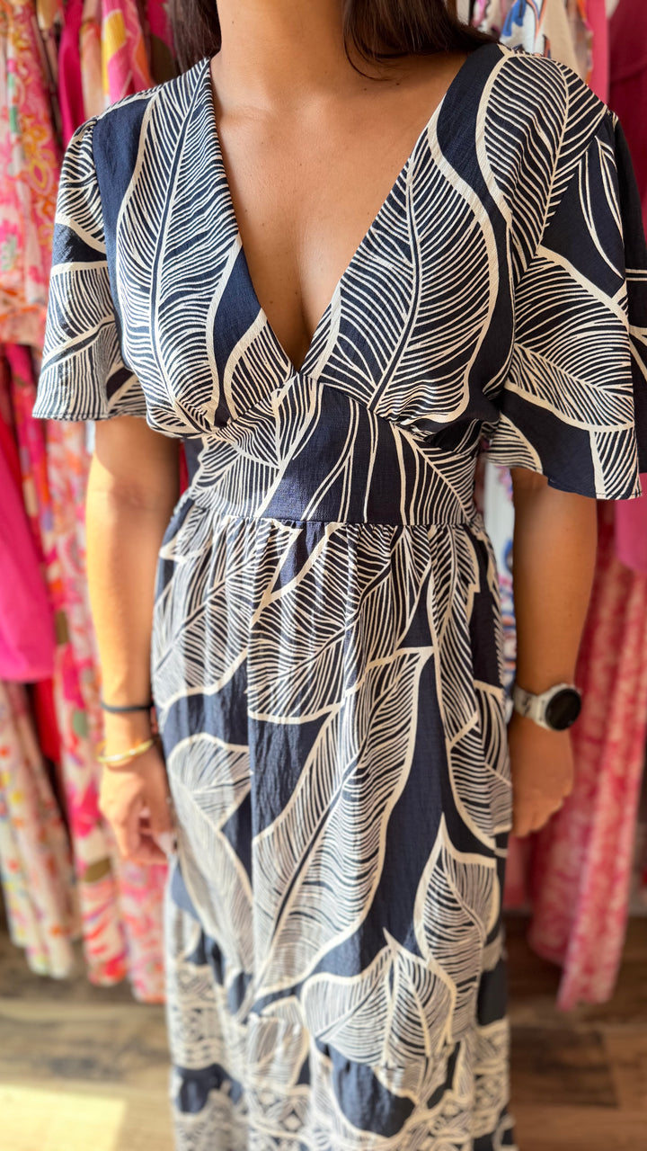 Robe longue Julya CURVY Marine
