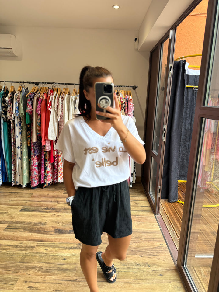 Teeshirt la vie est belle beige