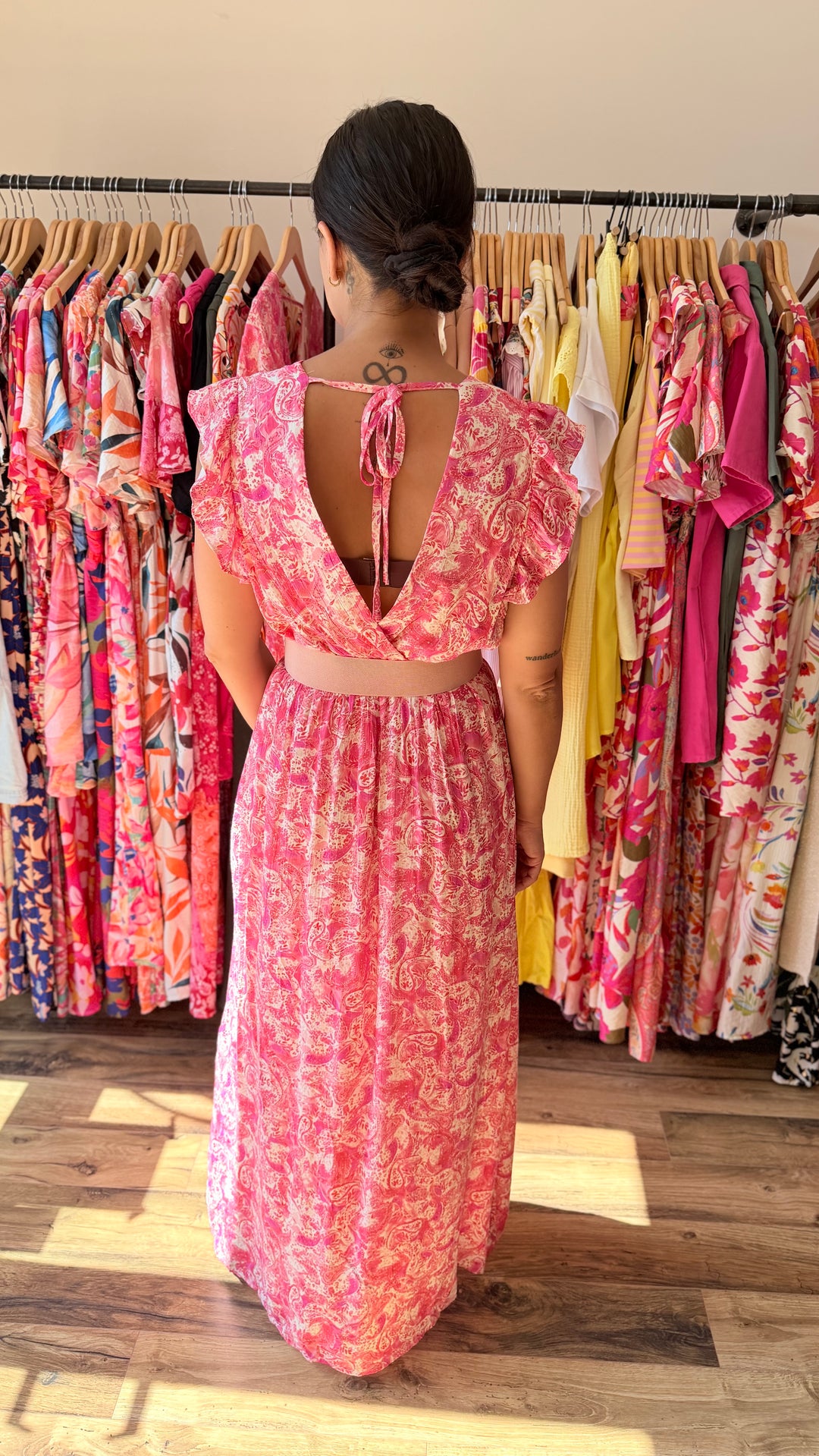 Robe longue Roman CURVY rose