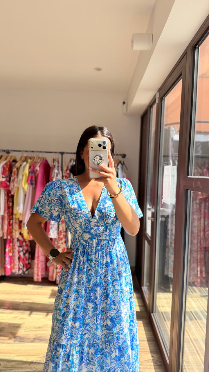Robe longue Elodie bleu