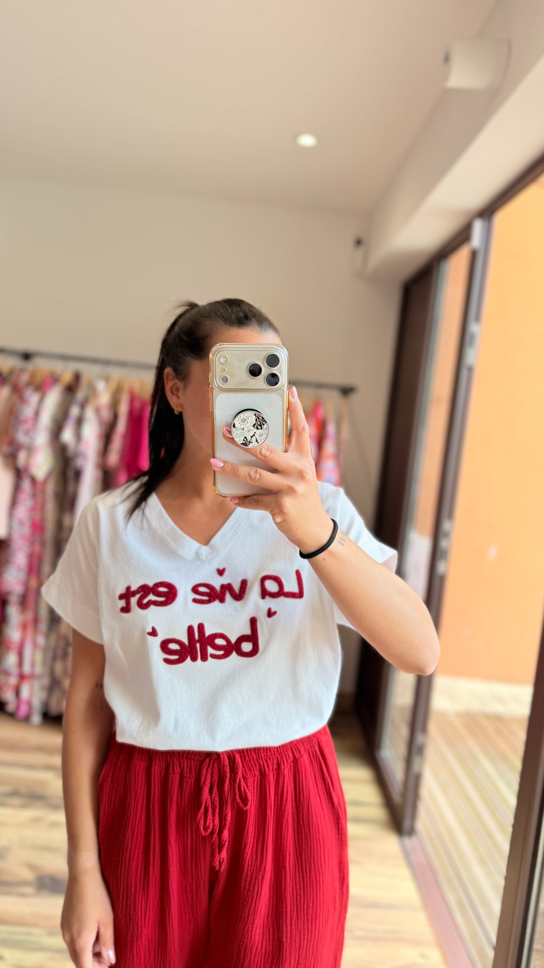 Teeshirt la vie est belle rouge
