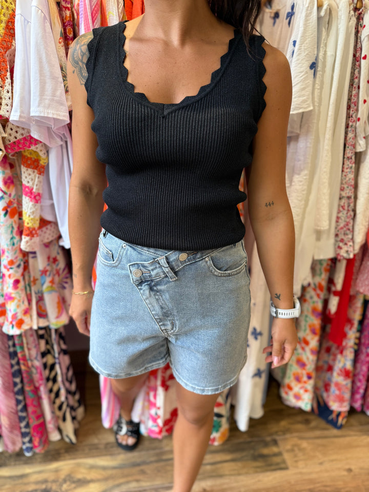 Top Noeline noir argenté