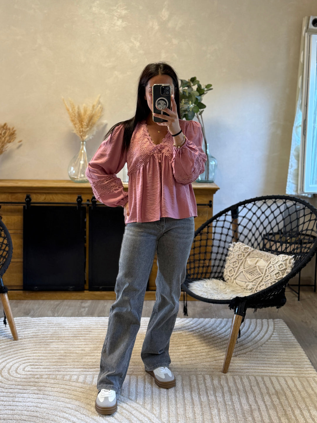 Blouse flow vieux rose