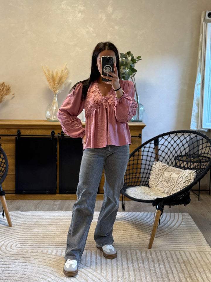 Blouse flow vieux rose