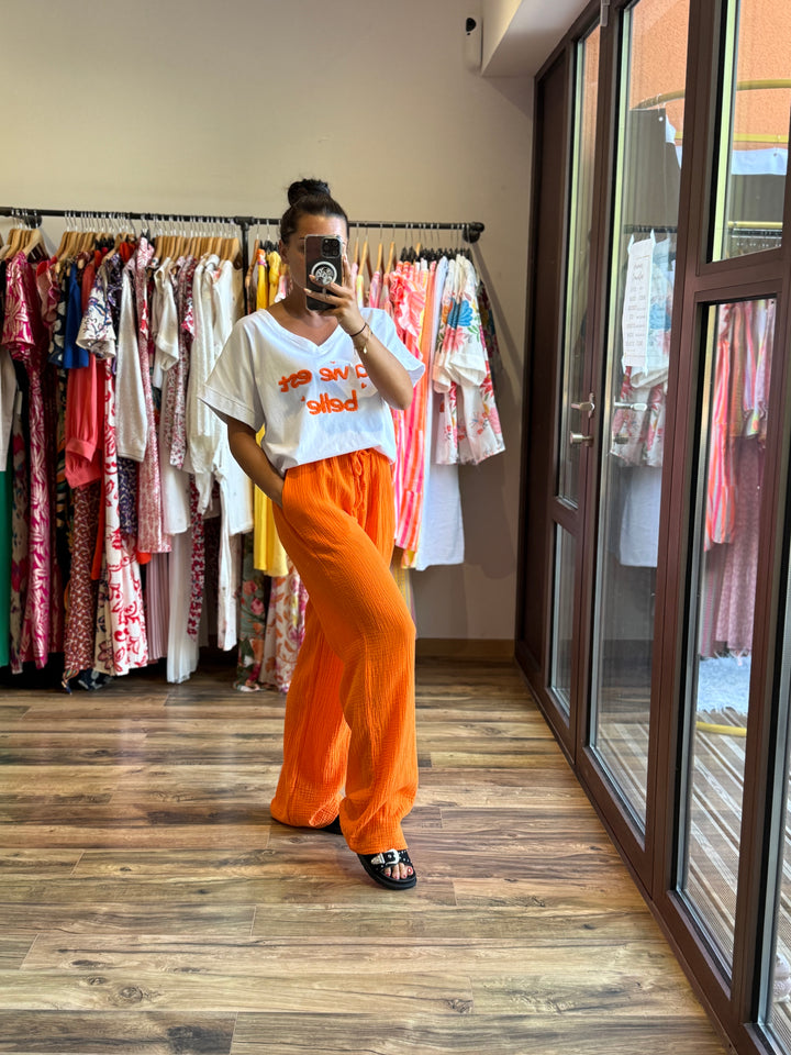 Pantalon gaze de coton orange CURVY