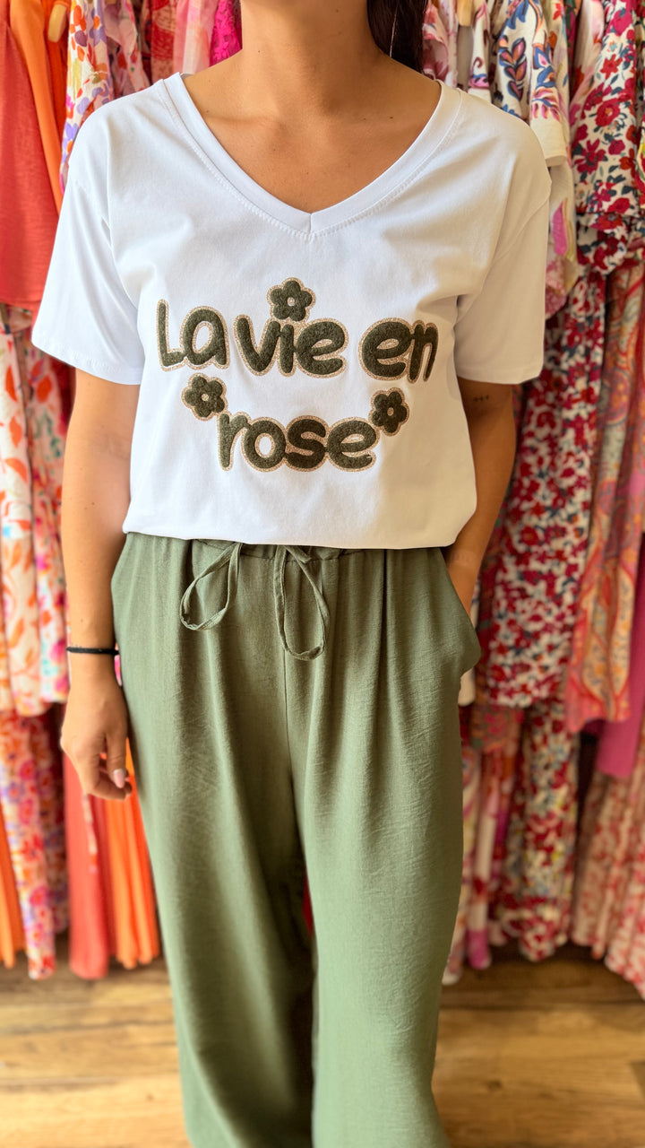 Teeshirt la vie en rose kaki CURVY