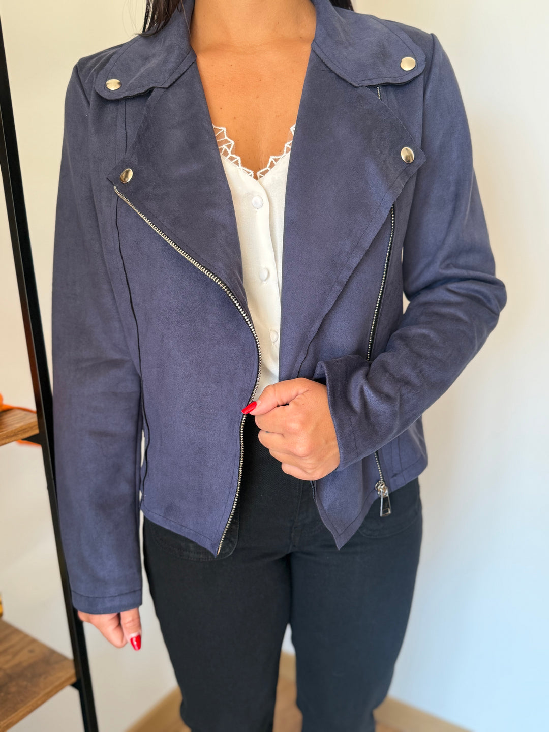 Veste suédine Marine