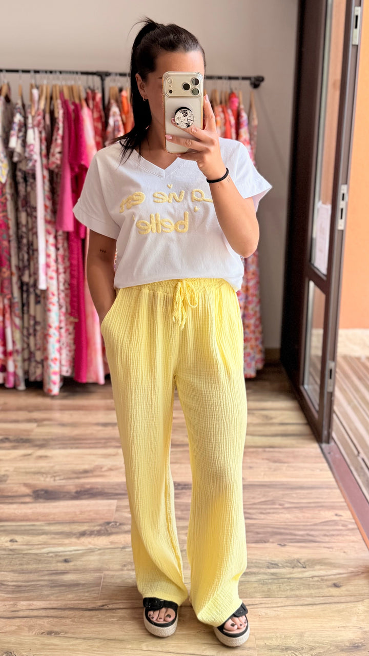 Teeshirt la vie est belle jaune