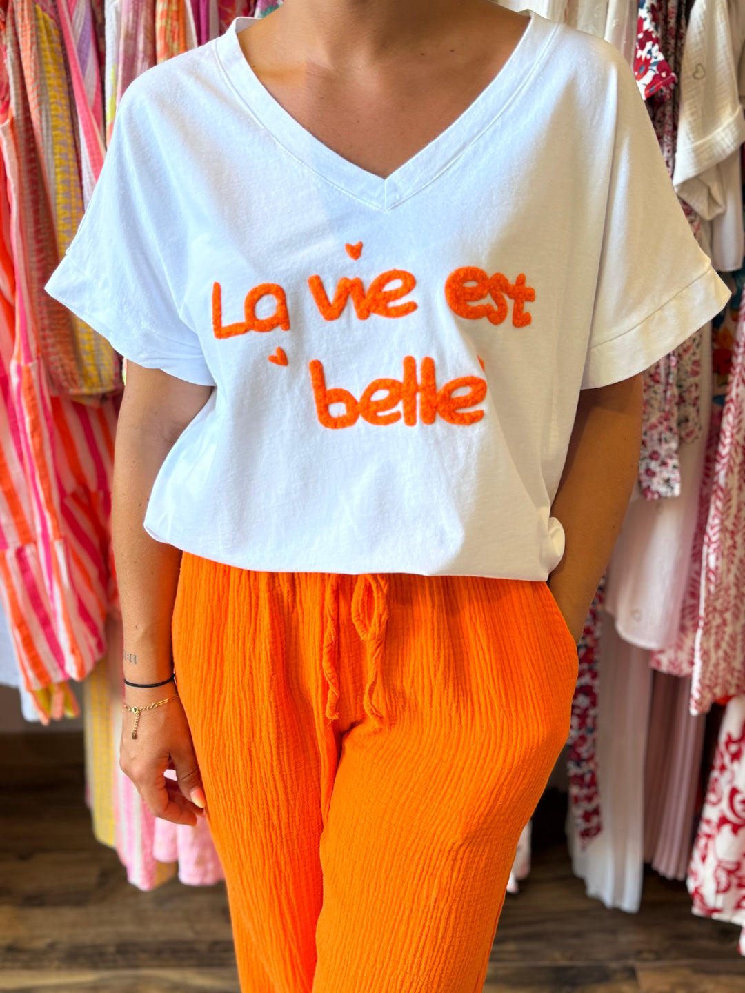 Teeshirt la vie est belle orange CURVY