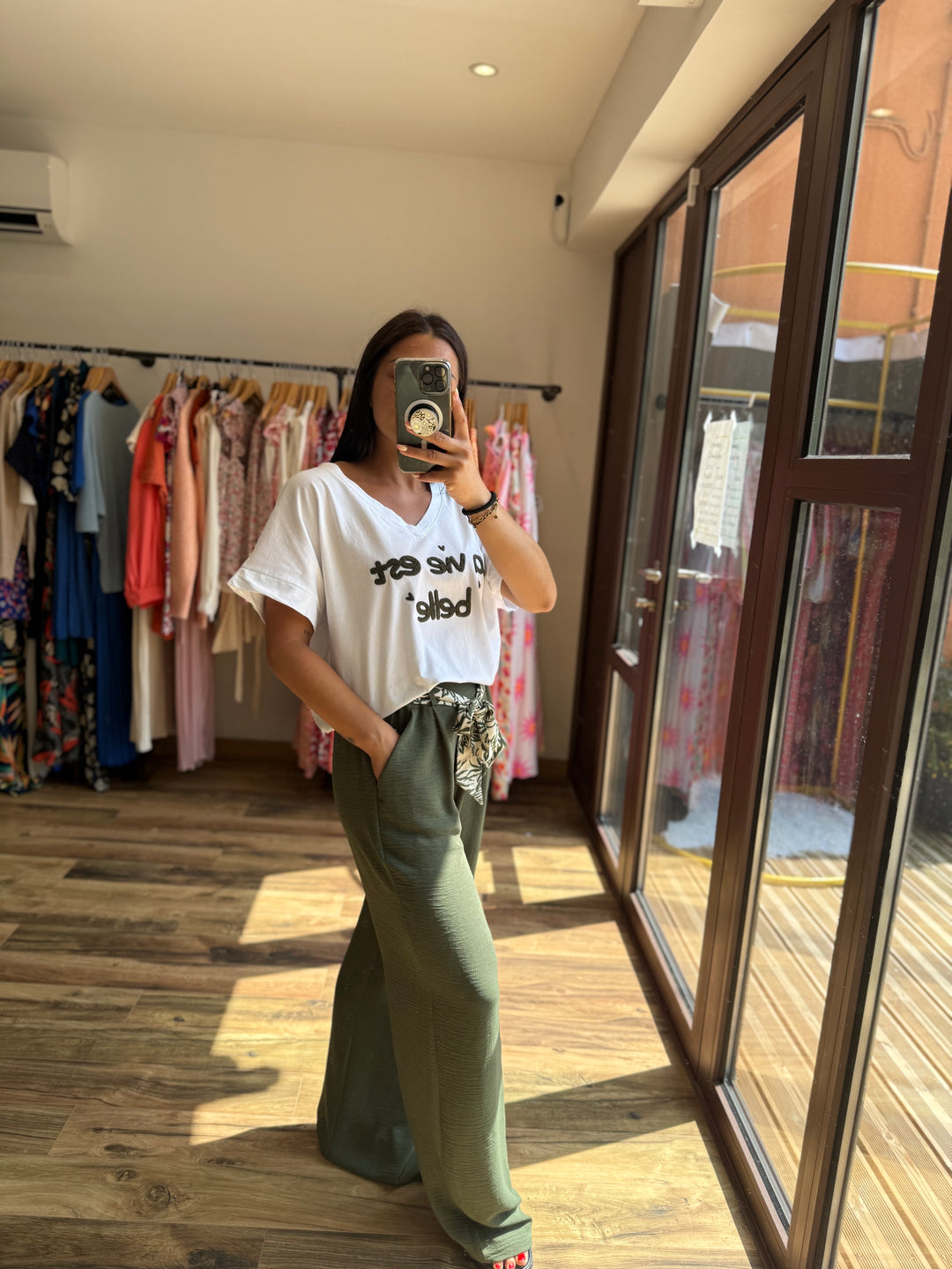 Teeshirt la vie est belle kaki