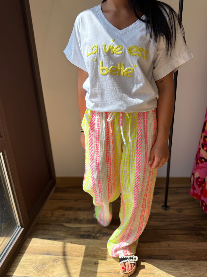 Teeshirt la vie est belle jaune