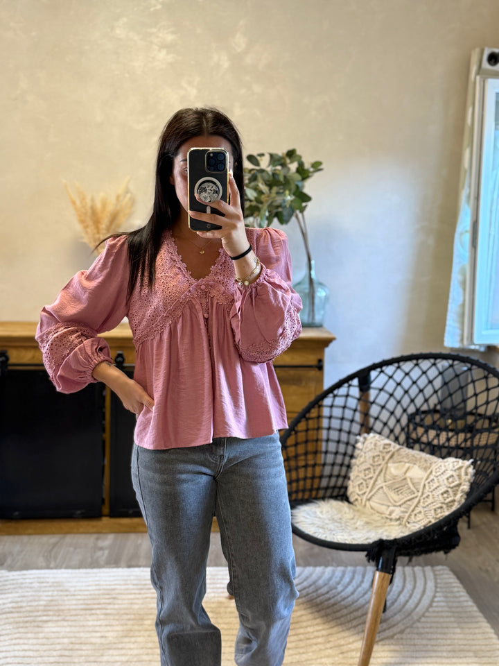 Blouse flow vieux rose