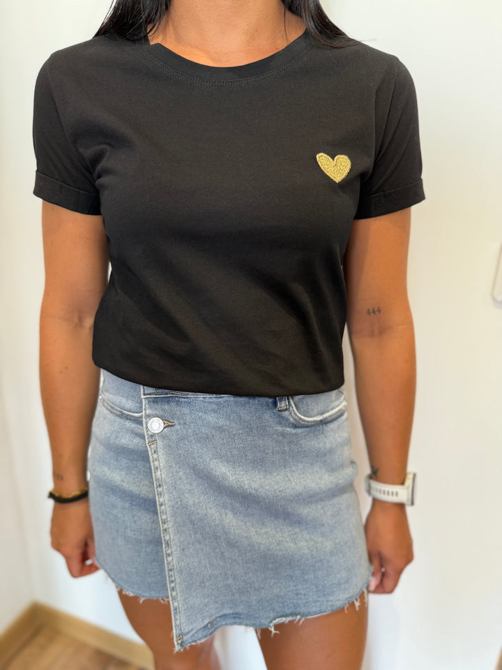 Teeshirt petit cœur doré