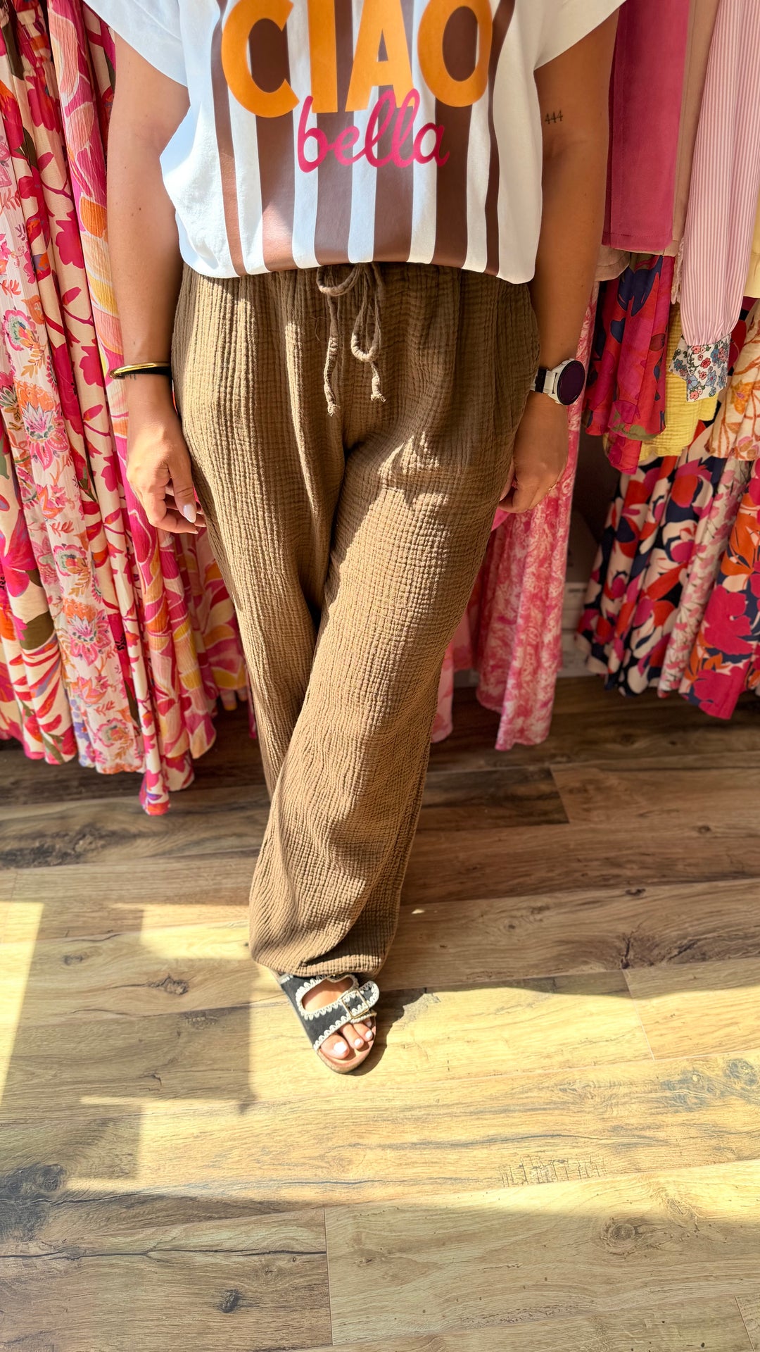 Pantalon gaze de coton Chocolat CURVY