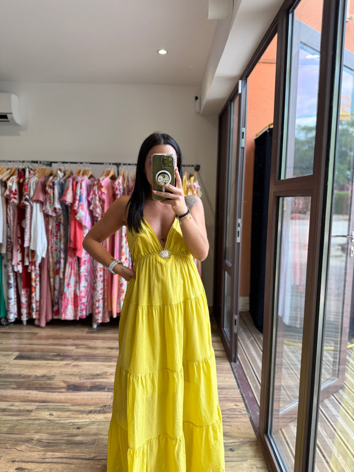 Robe longue Graciella moutarde