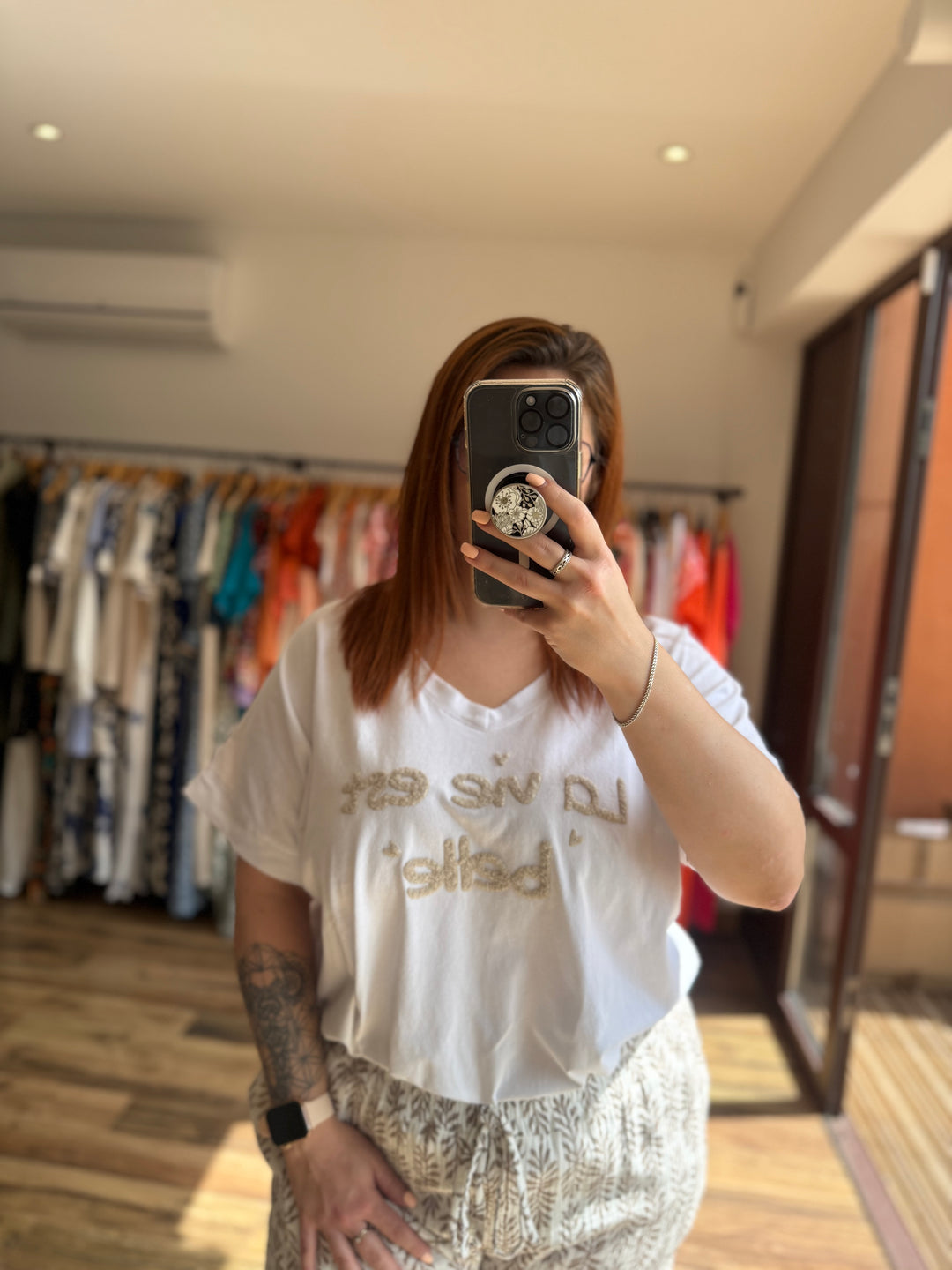 Teeshirt la vie est belle beige CURVY