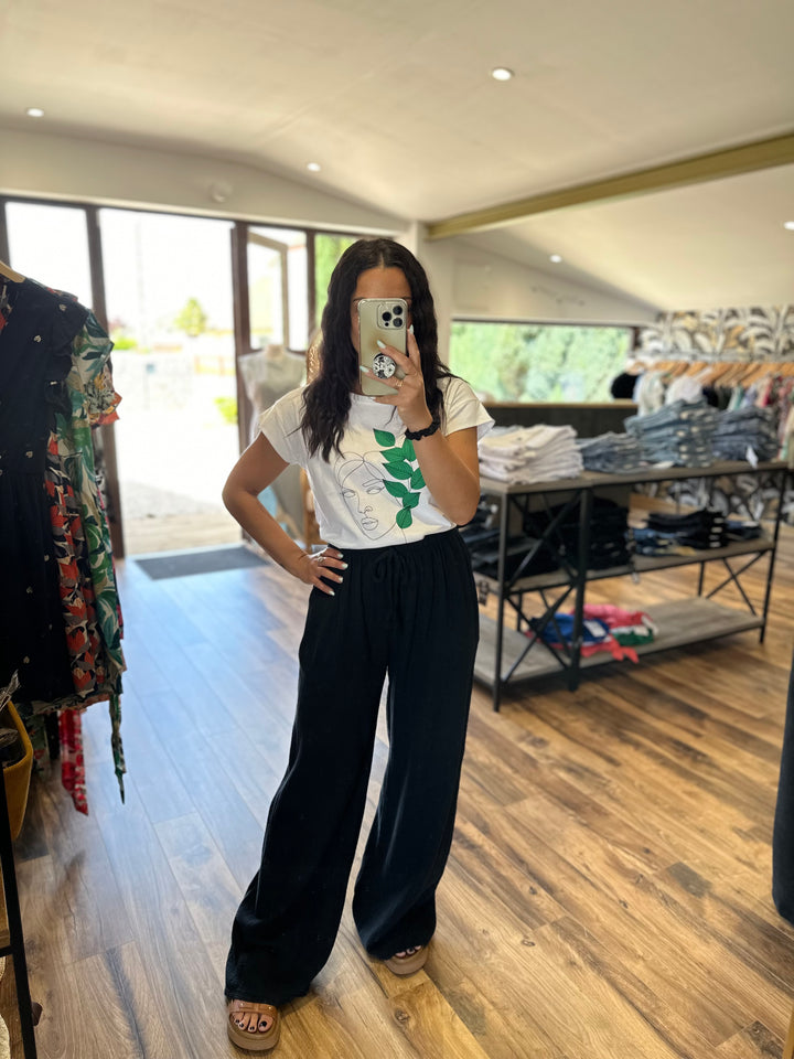 Pantalon gaze coton noir CURVY