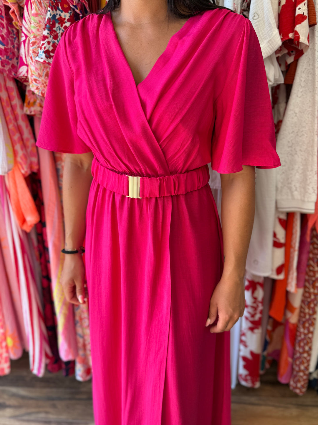 Robe longue Victor rose CURVY