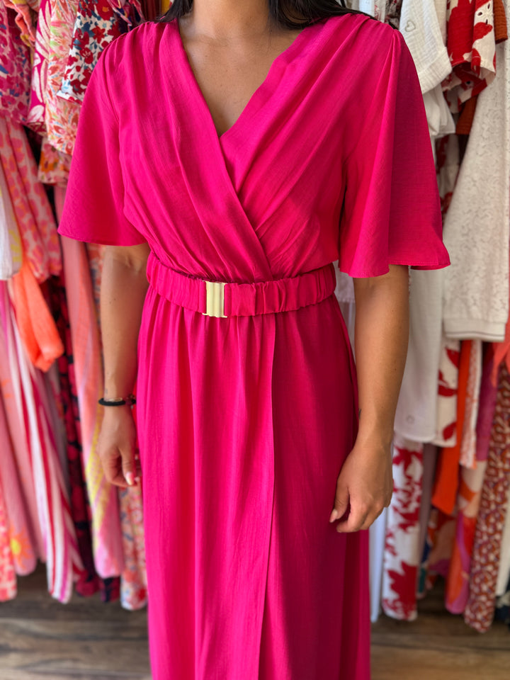 Robe longue Victor rose CURVY