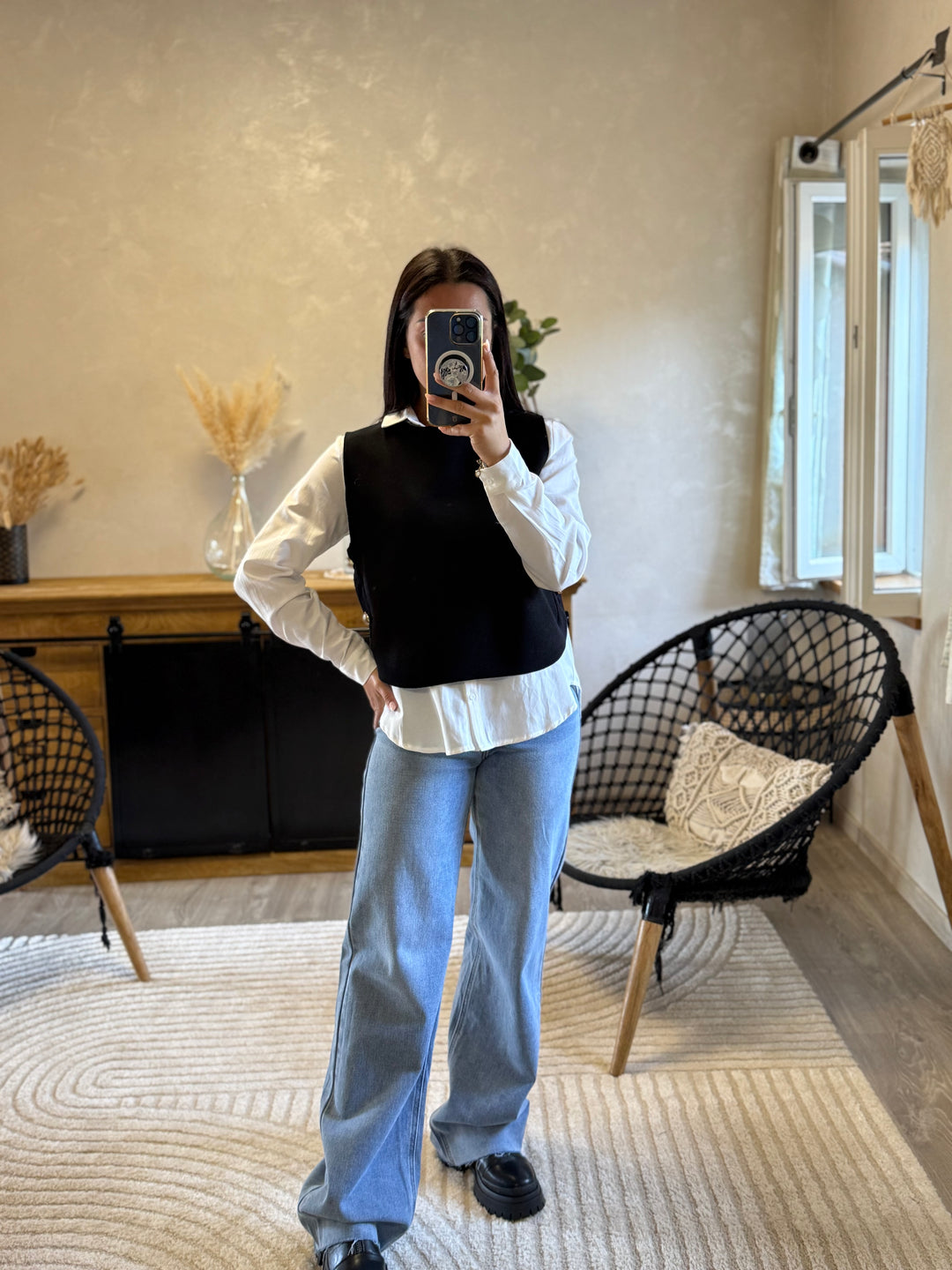 Pull sans manches noir