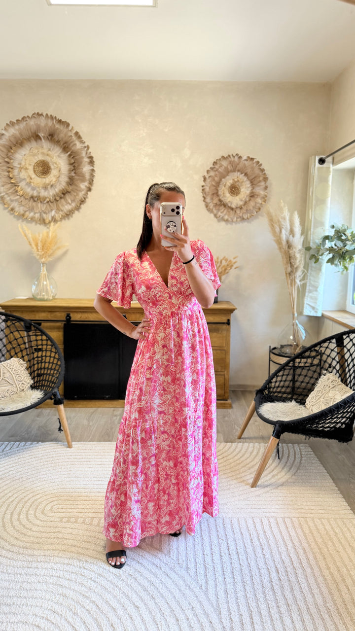 Robe longue Elodie rose
