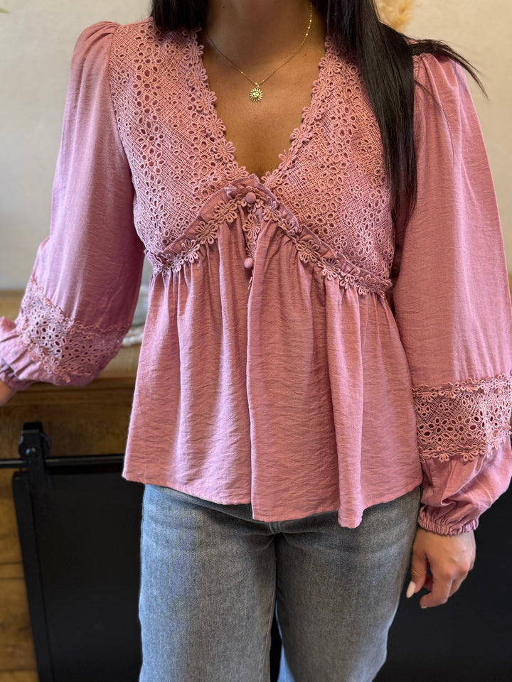 Blouse flow vieux rose