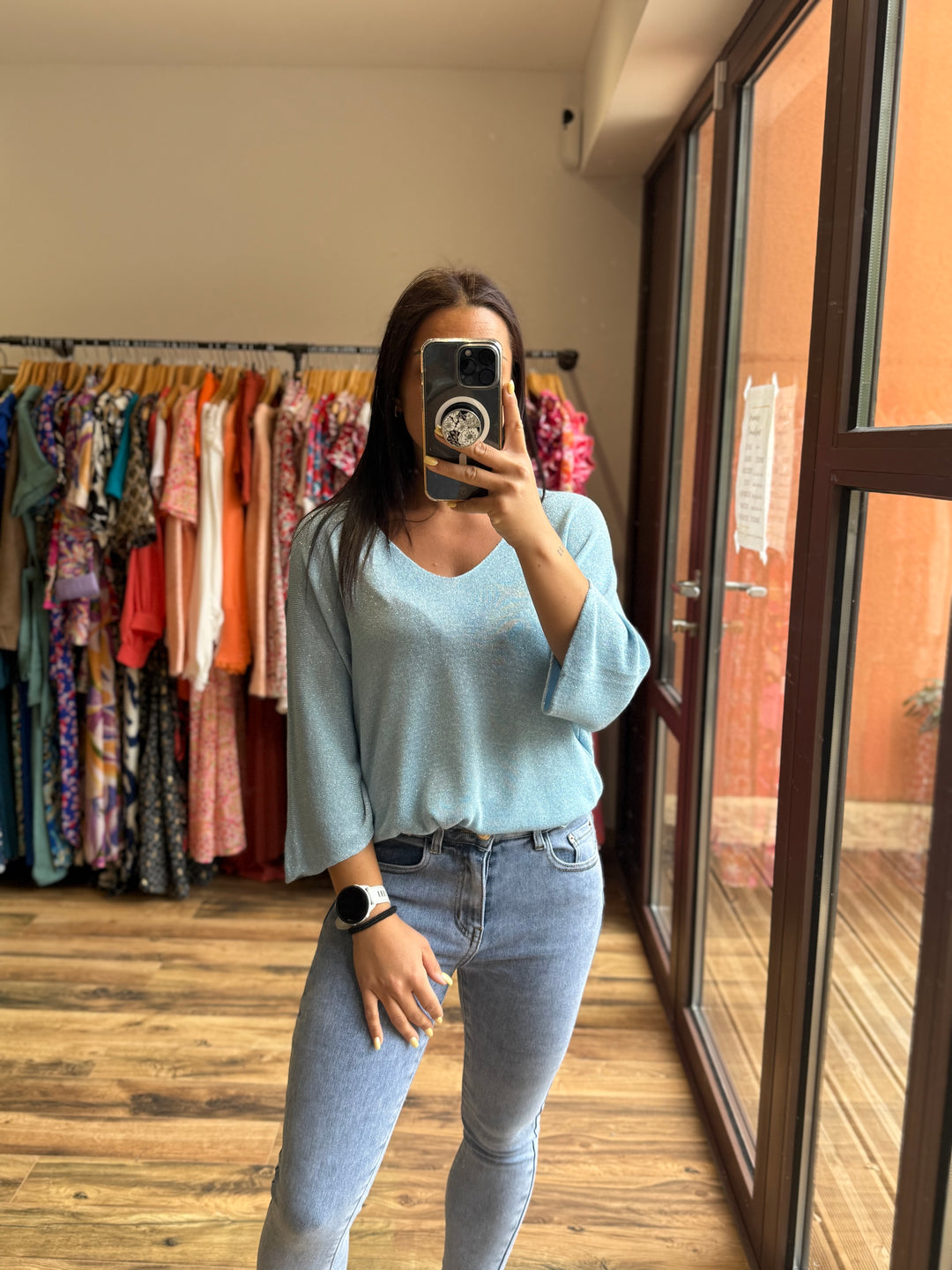 Top Janelle bleu ciel