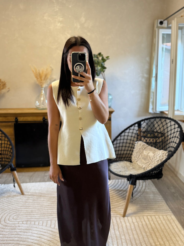 Pull sans manches Sady beige