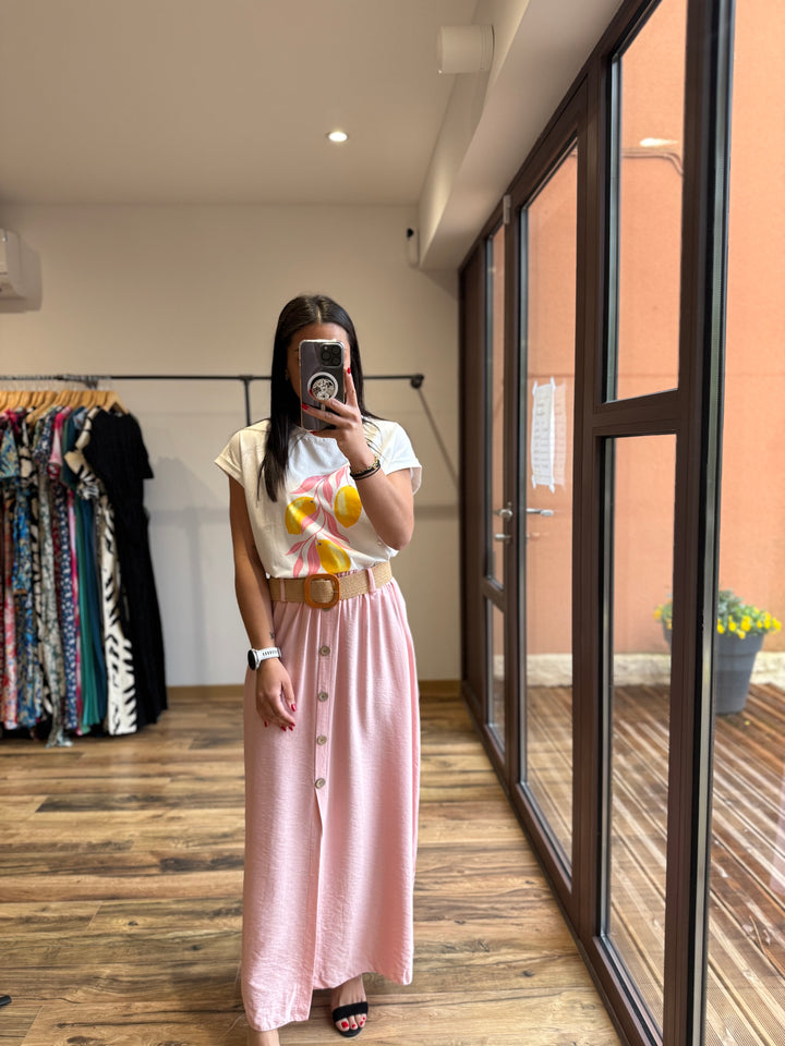 Jupe longue Delin rose