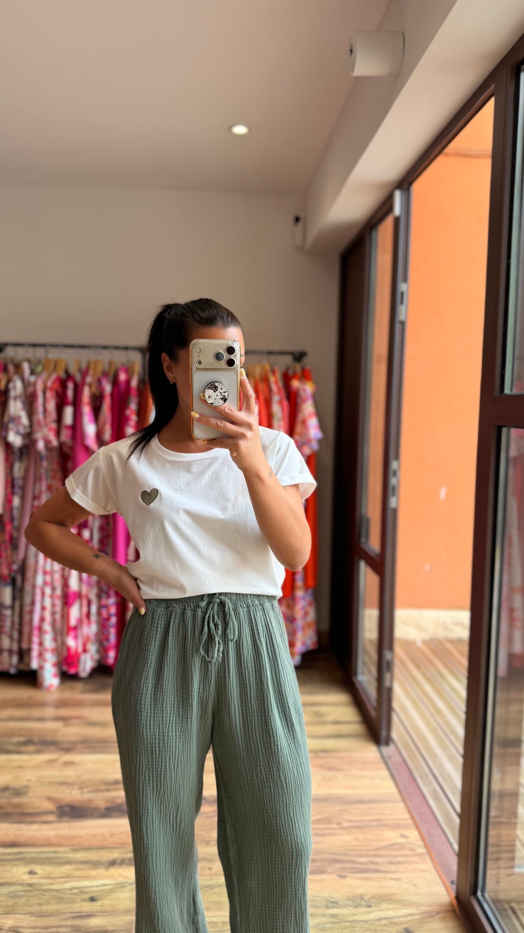 Teeshirt cœur kaki