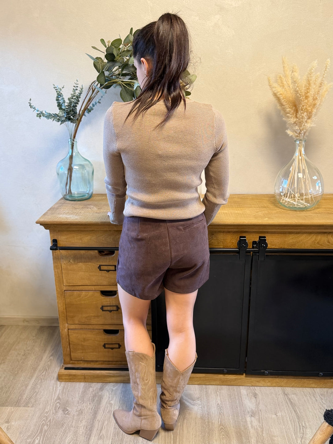 Pull fin Simah taupe