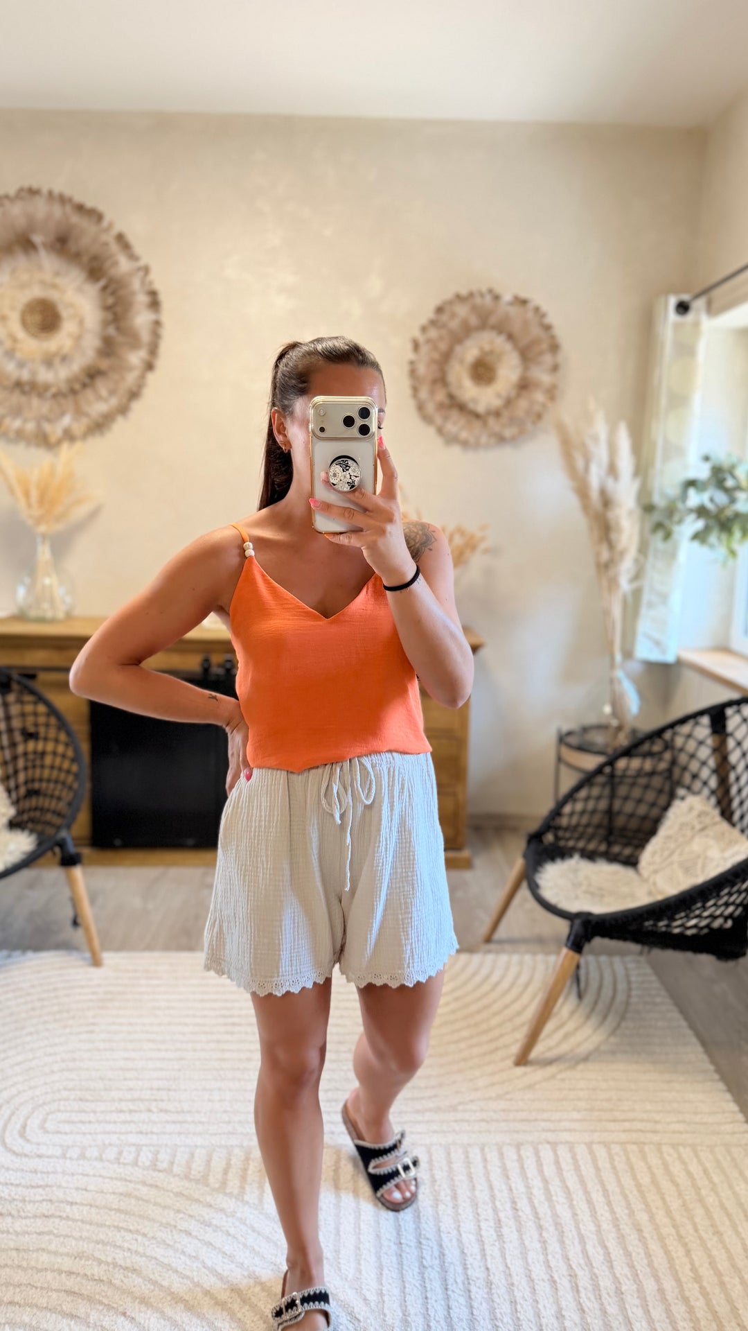 Top perle orange