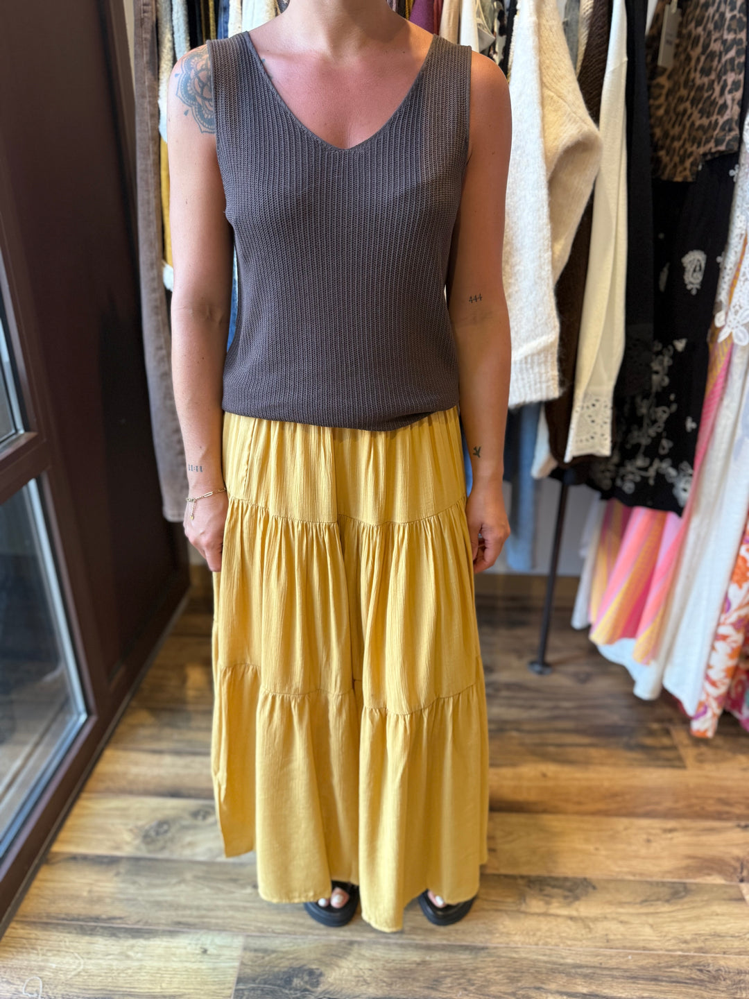 Jupe longue moutarde