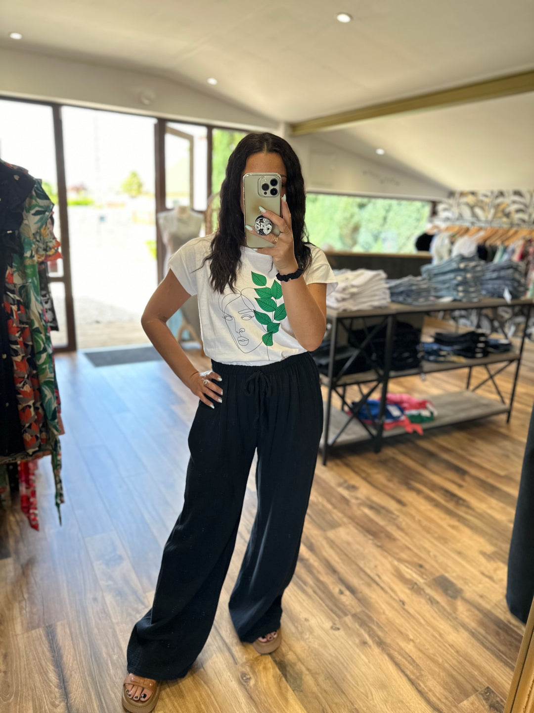 Pantalon gaze coton noir CURVY