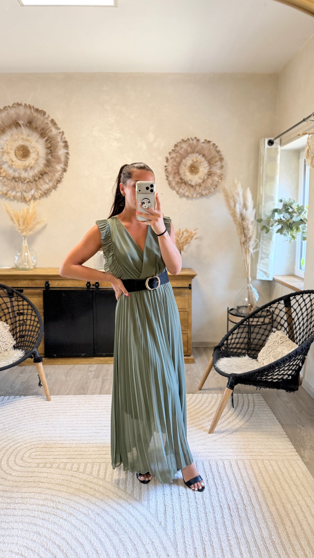 Robe longue Berenice Kaki