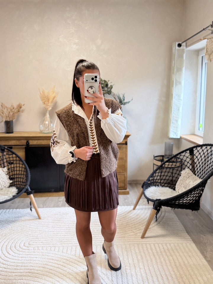 Jupe à franges Louma choco