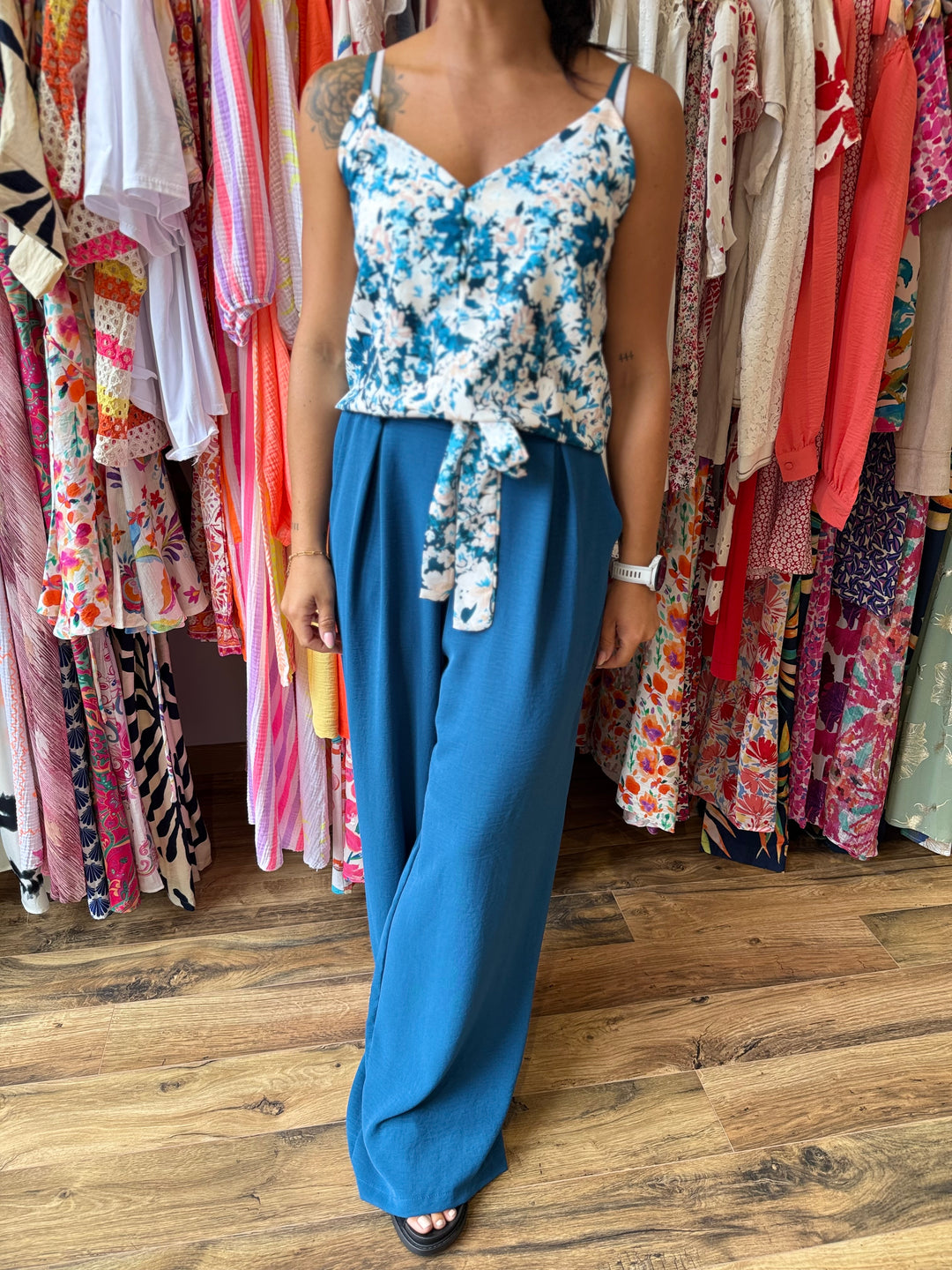 Top Malaga bleu canard