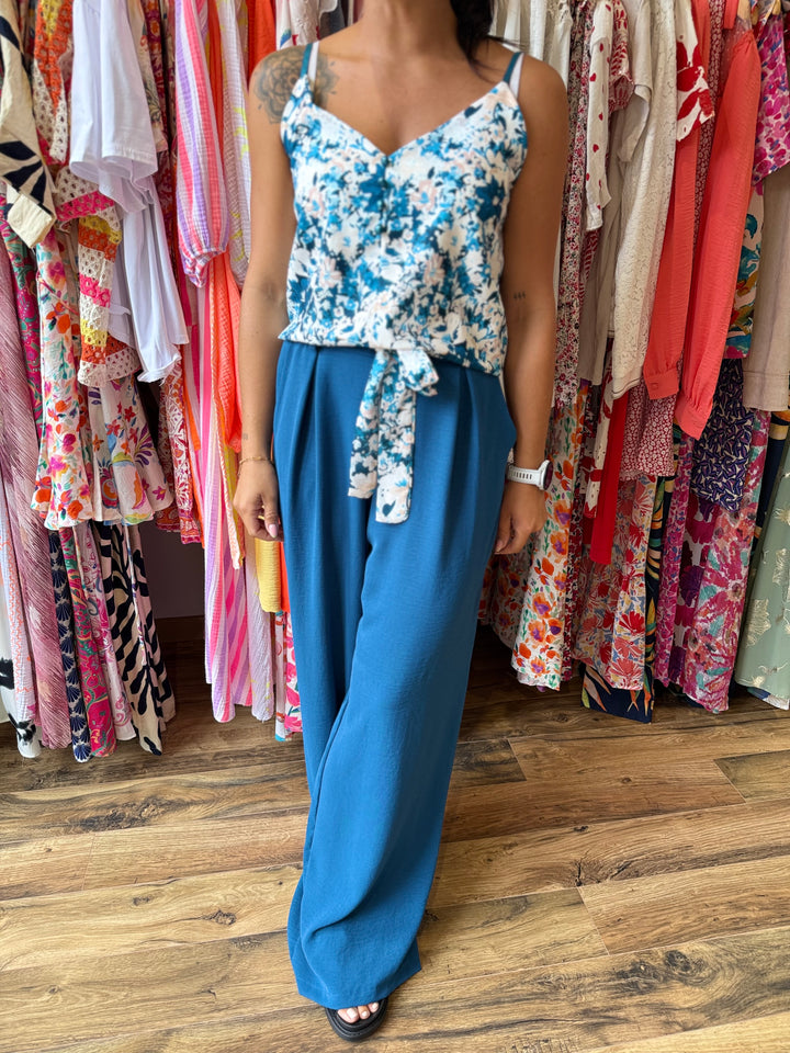 Top Malaga bleu canard