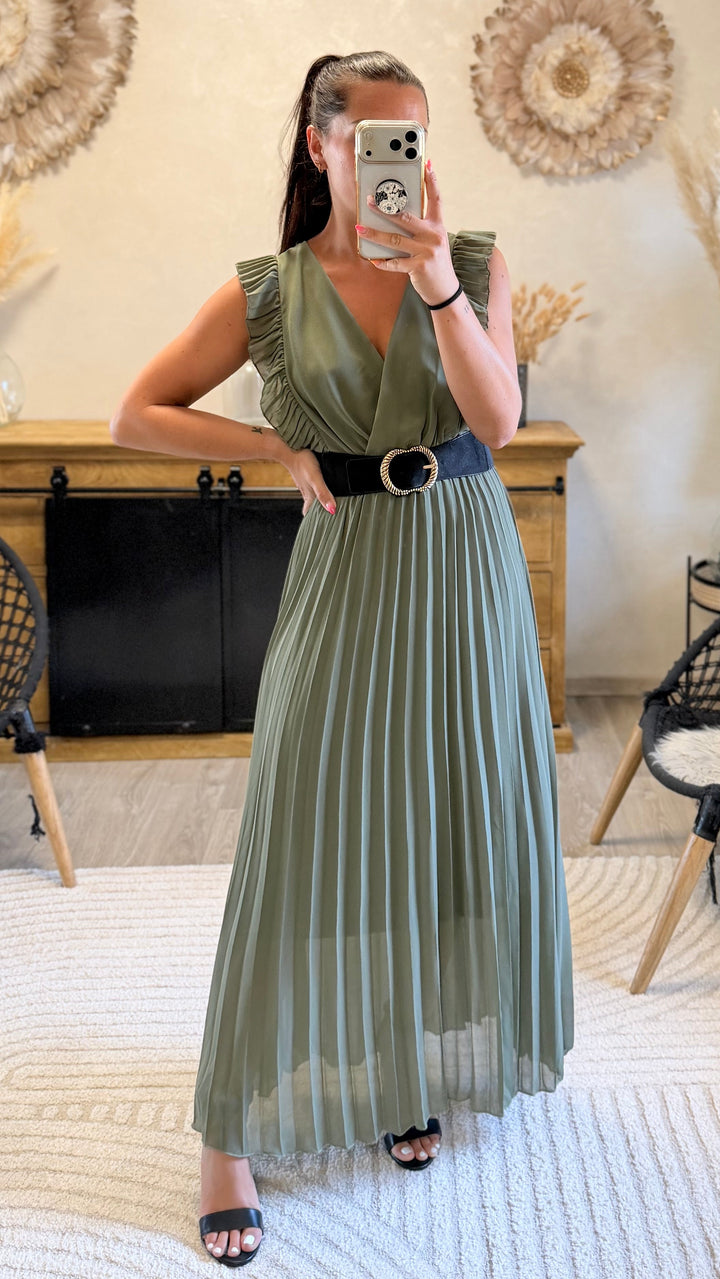Robe longue Berenice Kaki