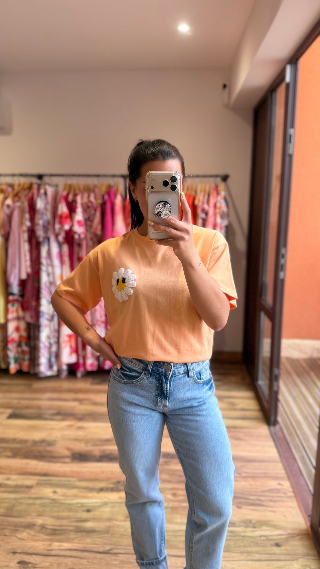 Teeshirt fleur orange