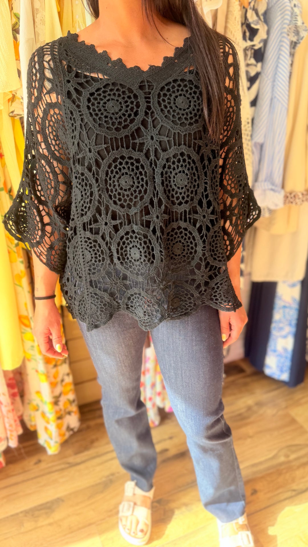 Top crochet noir