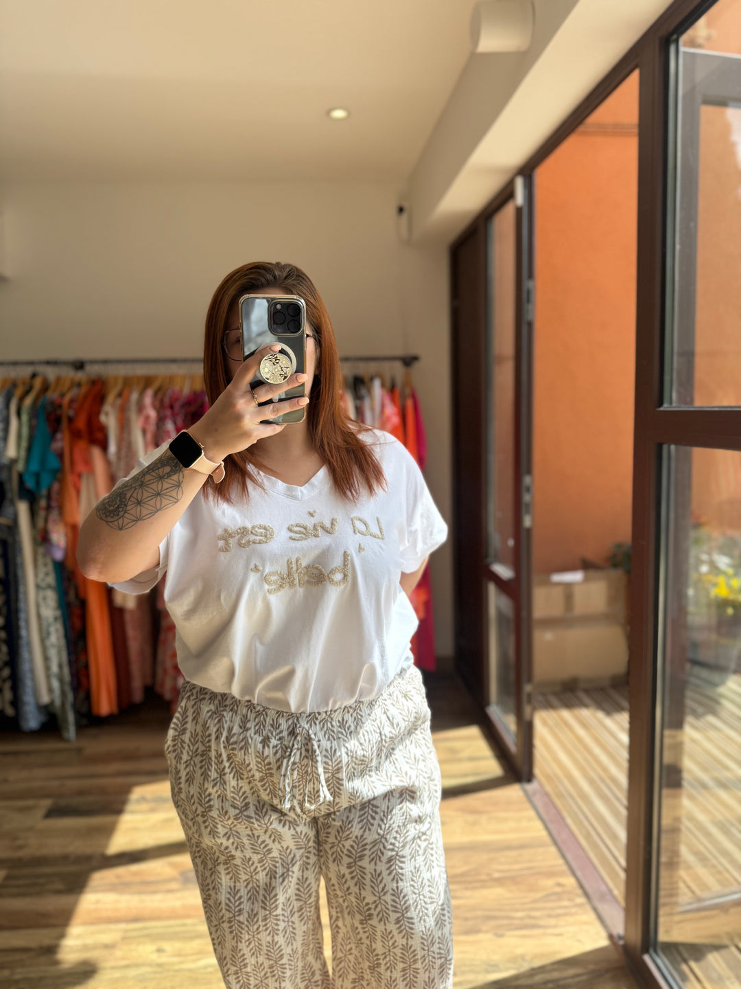 Teeshirt la vie est belle beige CURVY